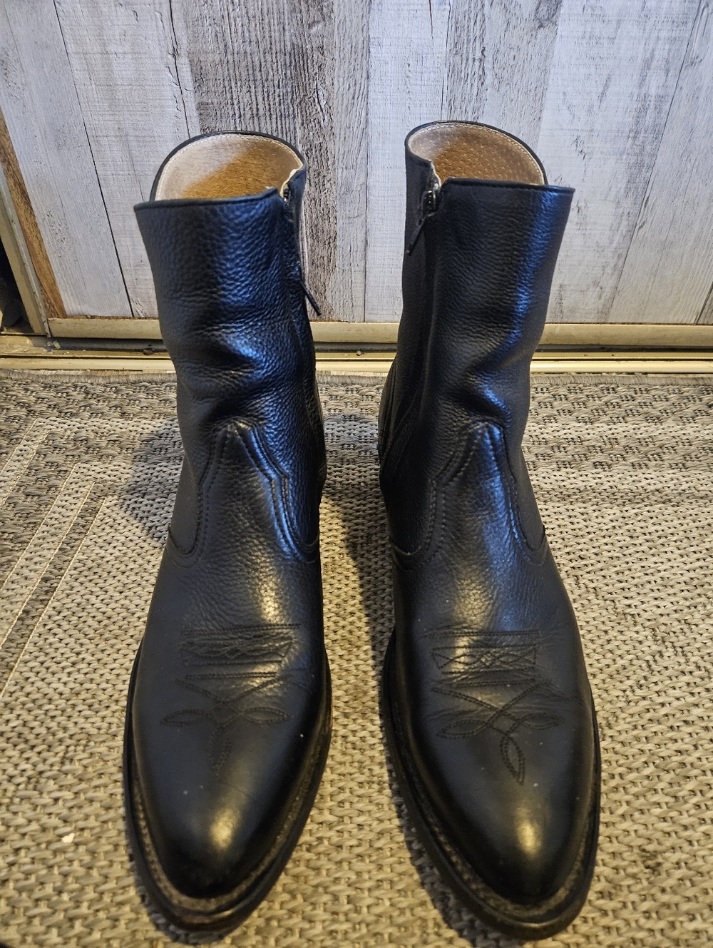 Black Leather Cowboy Western Boots